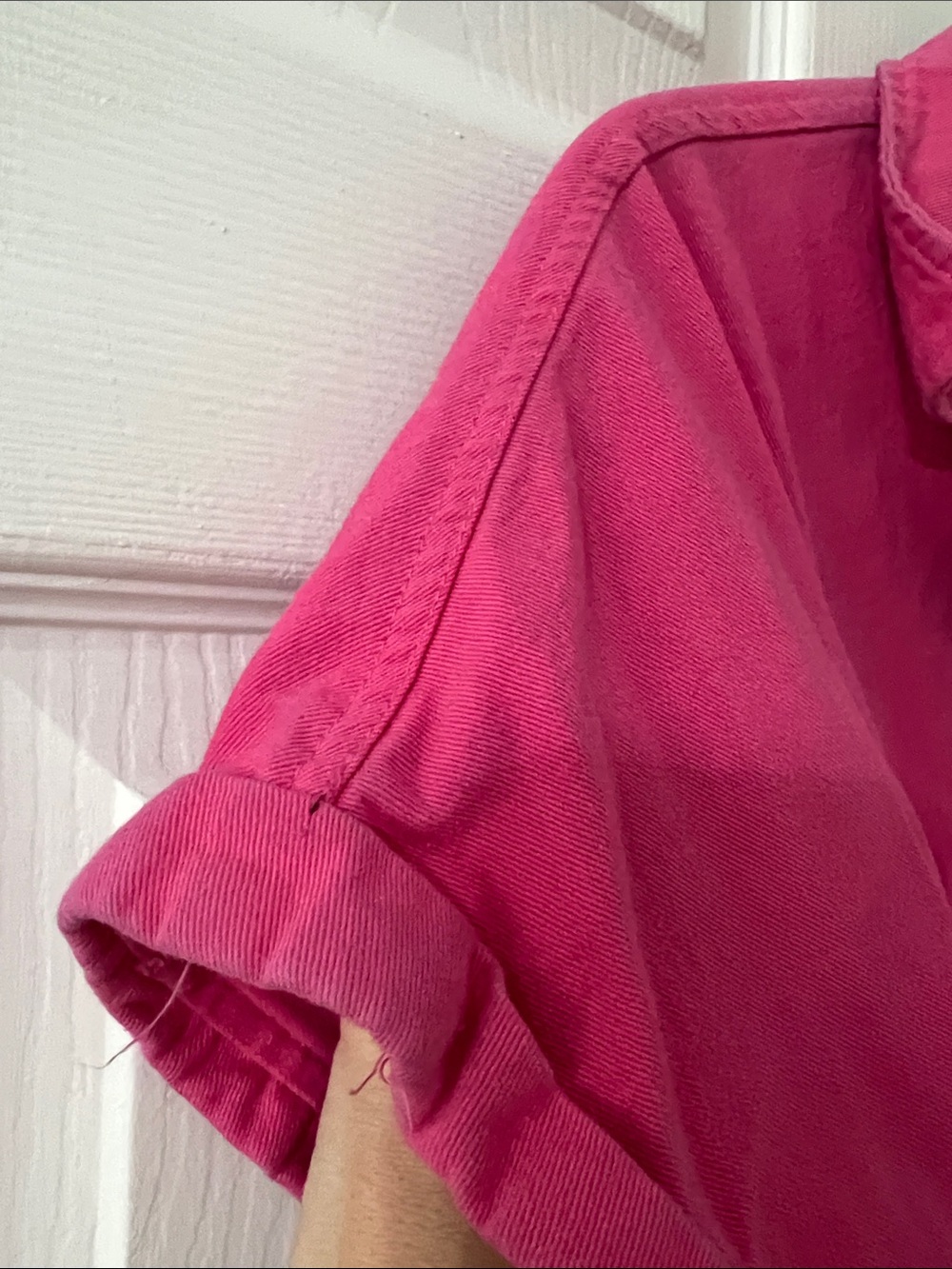 Hot Pink Button-Front Romper - Picture 4 of 7